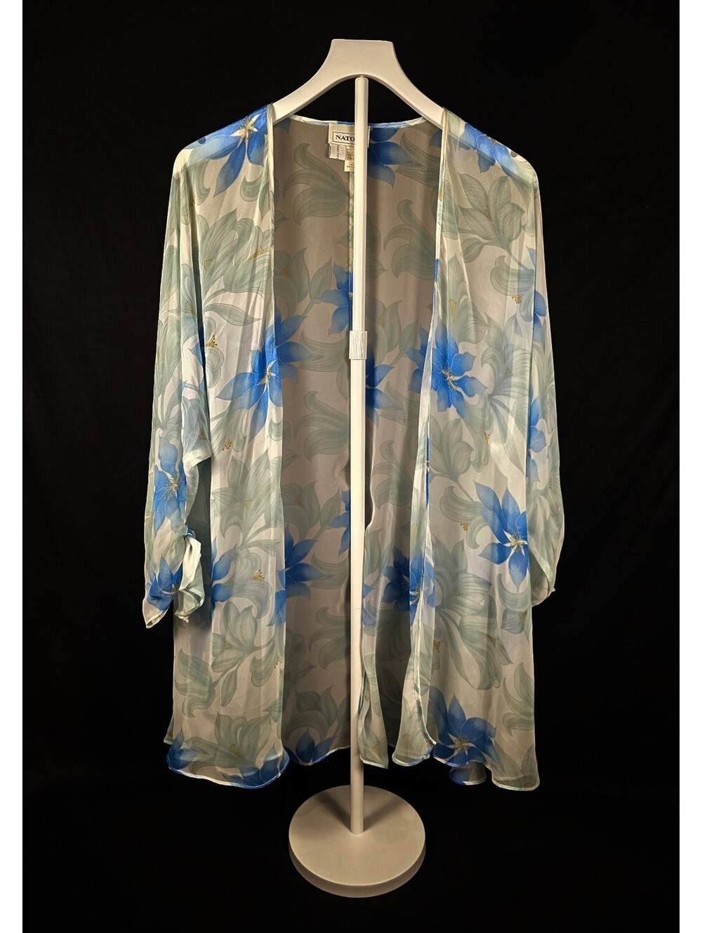 Vintage Natori x Saks Fifth Avenue Chiffon Floral Kimono Robe Cover-Up